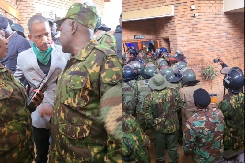 Collage photo of police officers at Ufangamano House.